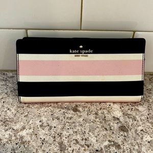 Kate spade pink and black stripped wallet